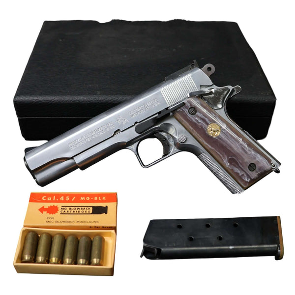 【中古】ウエスタンアームズ WA MGC コンバットカスタム モデルガン M1911A1 シルバー パールグリップ