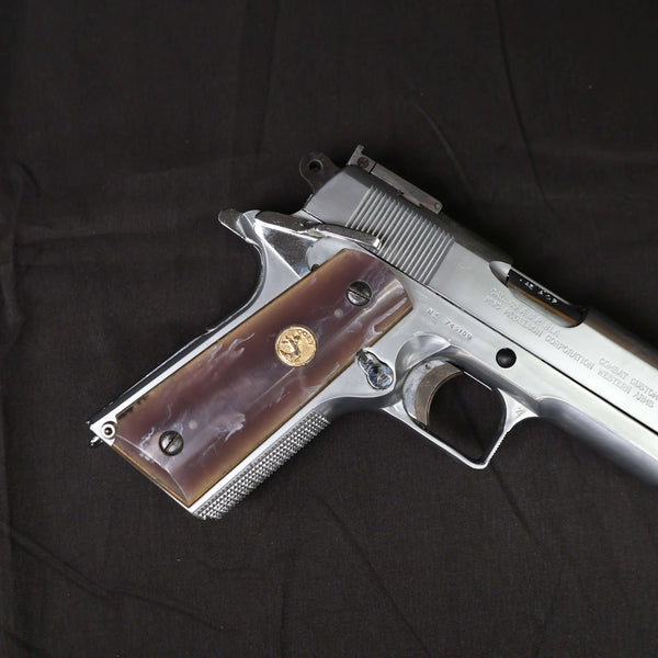 【中古】ウエスタンアームズ WA MGC コンバットカスタム モデルガン M1911A1 シルバー パールグリップ