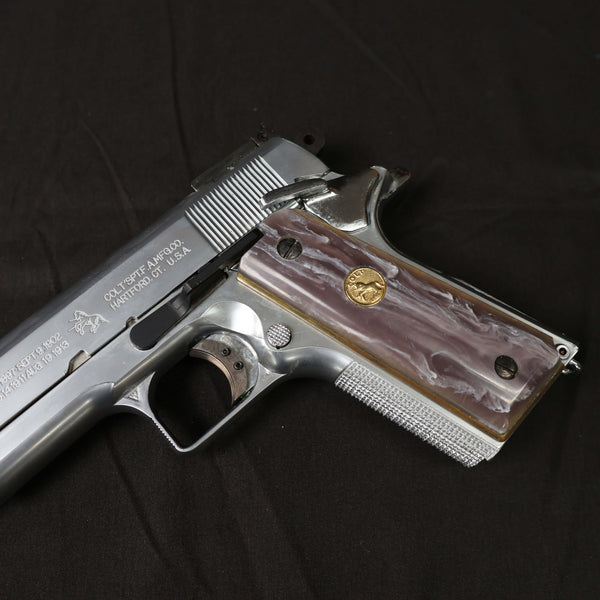 【中古】ウエスタンアームズ WA MGC コンバットカスタム モデルガン M1911A1 シルバー パールグリップ