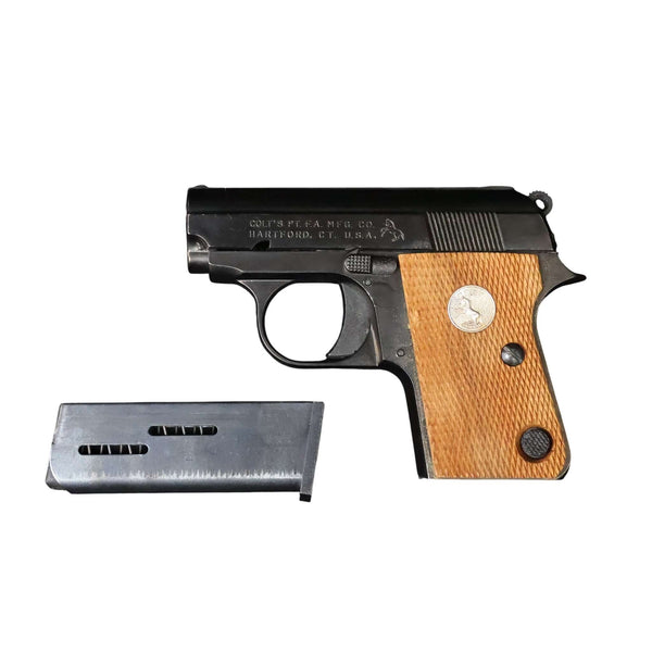 【中古】マルシン コルト 25 ポケット オート モデルガン 木製グリップ  メタルフィニッシュ