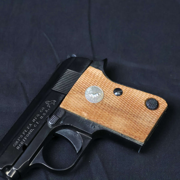 【中古】マルシン コルト 25 ポケット オート モデルガン 木製グリップ  メタルフィニッシュ