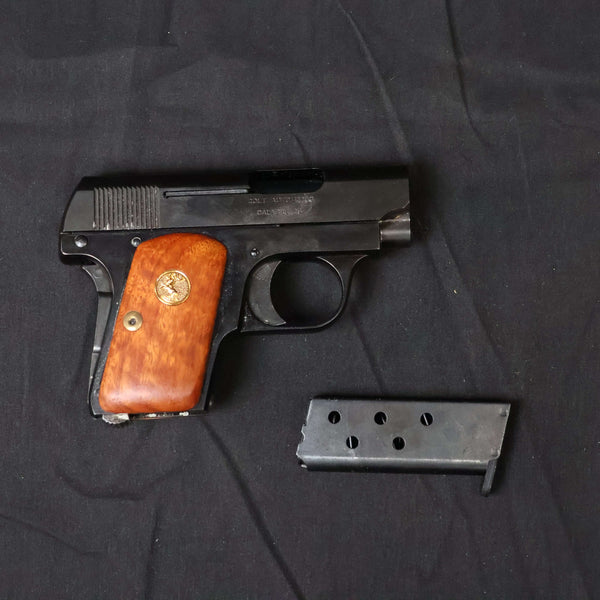 【中古】コクサイ コルト 25 ポケット オート 木製グリップ  メタルフィニッシュ モデルガン