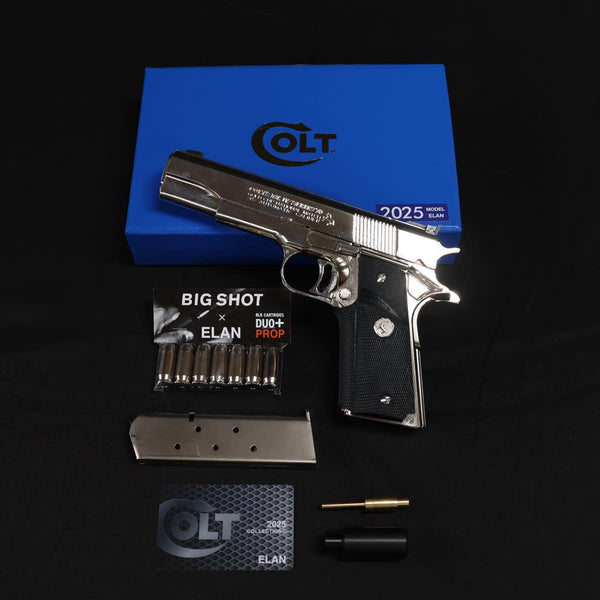 【中古】ELAN コルトマークⅣ シリーズ70 ゴールドカップ ナショナルマッチ ニッケル鍍金モデル モデルガン